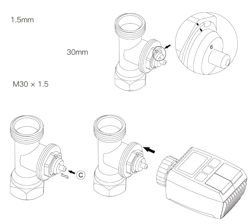 Installation de la tête thermostatiques ZigBee Moes ZTRV-ZX-TV01-MS
